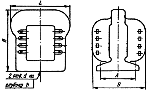 Конструкция броневых трансформаторов ТАН с двумя резьбовыми отверстиями для крепления